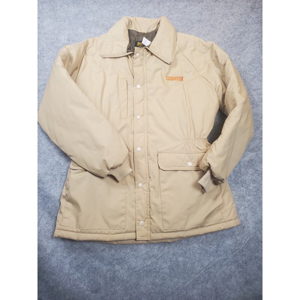 Swingster VTG Men's Large Tan Counter Utility Farm Jacket Lined Multi Pocket